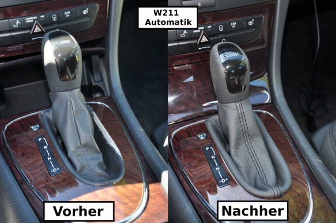 02-09 AUTOMATIK Schaltsack Schaltmanschette LEDER Passend für MERCEDES W211 Bj