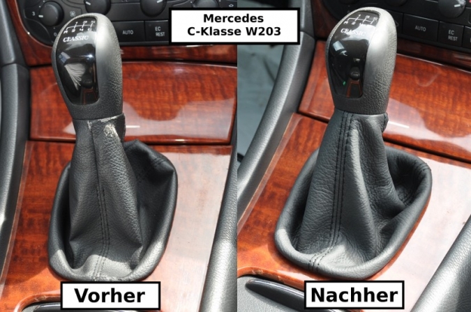 Schaltsack Schaltmanschette ECHTES LEDER Mercedes CLK A209 Aut mit