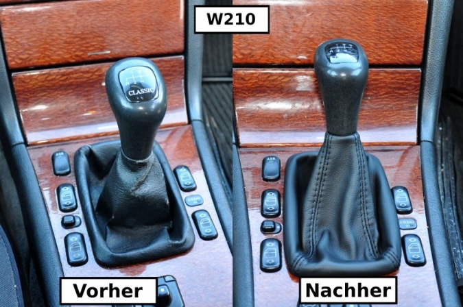 SCHALTMANSCHETTE SCHALTSACK in schwarz/blau Mercedes 190 W201 
